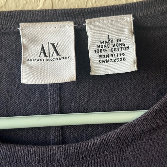 Armani Exchange Women's Short Sleeve Shirt Large Black 100% Cotton Basic - Picture 2 of 4